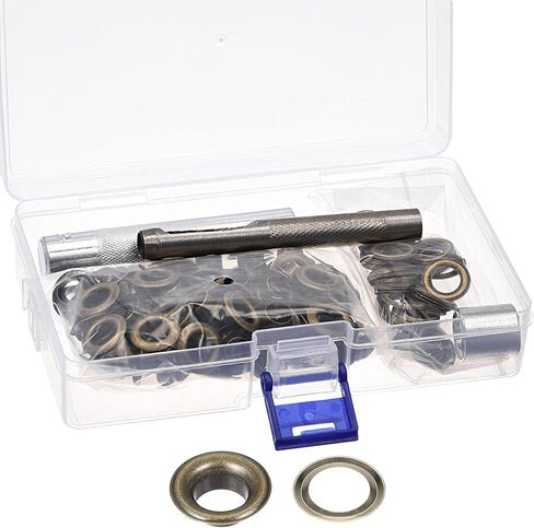 uxcell Grommet Tool Kit 100 Sets 5/16" Copper Grommets Eyelets with 3pcs Install Tools, 8mm Inside Dia. Dim Gray in Saudi Arabia