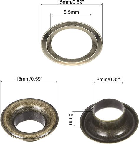 uxcell Grommet Tool Kit 100 Sets 5/16" Copper Grommets Eyelets with 3pcs Install Tools, 8mm Inside Dia. Dim Gray in Saudi Arabia