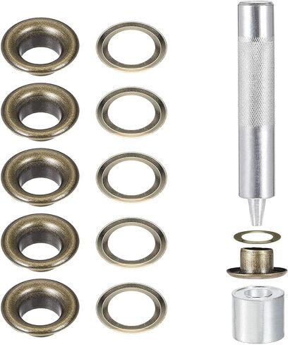 uxcell Grommet Tool Kit 100 Sets 5/16" Copper Grommets Eyelets with 3pcs Install Tools, 8mm Inside Dia. Dim Gray in Saudi Arabia