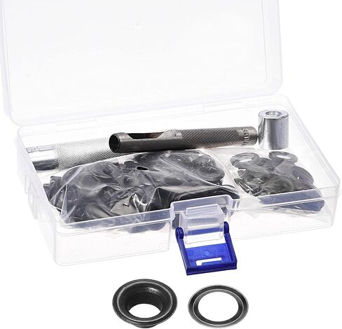 uxcell Grommet Tool Kit 100 Sets 5/16" Copper Grommets Eyelets with 3pcs Install Tools, 8mm Inside Dia. Dim Gray in Saudi Arabia