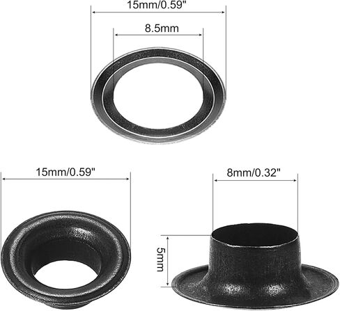uxcell Grommet Tool Kit 100 Sets 5/16" Copper Grommets Eyelets with 3pcs Install Tools, 8mm Inside Dia. Dim Gray in Saudi Arabia