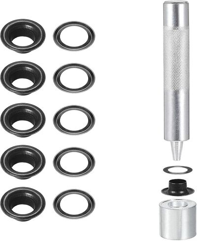 uxcell Grommet Tool Kit 100 Sets 5/16" Copper Grommets Eyelets with 3pcs Install Tools, 8mm Inside Dia. Dim Gray in Saudi Arabia