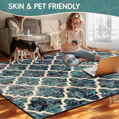 Area Rugs 5x7 Washable Rug for Living Room,Non-Slip Non-Shedding Ultra-Soft Floor Carpet for Home,Office, Dining Room,Bedroom (Style A) in Saudi Arabia