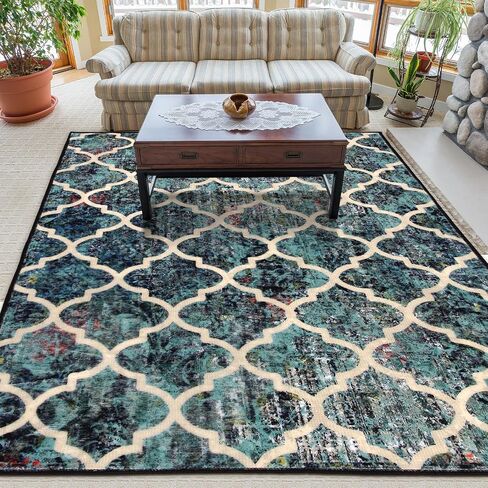Area Rugs 5x7 Washable Rug for Living Room,Non-Slip Non-Shedding Ultra-Soft Floor Carpet for Home,Office, Dining Room,Bedroom (Style A) in Saudi Arabia