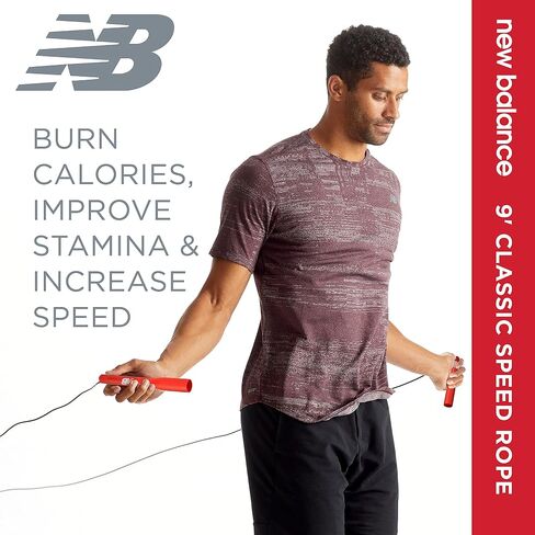 New Balance Classic Speed Rope - Jumping Rope for Fitness, Full-Body Workout - Lightweight, Tangle-Free, Portable, and Adjustable Jump Rope for Exercise, Cardio, Aerobic Skipping in Saudi Arabia
