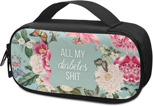 حقيبة سفر مبرد الأنسولين من All My Diabetes Stuff، منظم رائع معزول لأدوية مرض السكري لشرائط اختبار السكر في الدم، والأدوية، ومقياس الجلوكوز، والحبوب، والأجهزة اللوحية in Kuwait