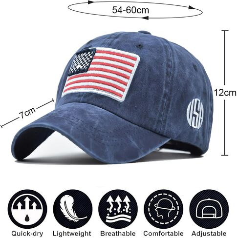 American Flag Baseball Caps Embroiderred USA Flag Patriotic Dad Hat Adjustable Trucker Hats for Men Women in Saudi Arabia