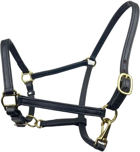 Ravenox Amish-made Breakaway Horse Halter: premium American Latigo leather in classic black/brown. Adjustable design with sturdy brass hardware. Ultimate comfort & style. in Saudi Arabia