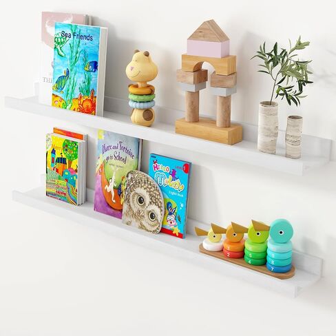Axeman Oak Floating Shelves 24 Inch Picture Ledge Shelf Set of 2, Solid Wood Shelves with Lip for Wall Decor Storage Bedroom Living Room Bathroom Kitchen, Natural Oak in Saudi Arabia