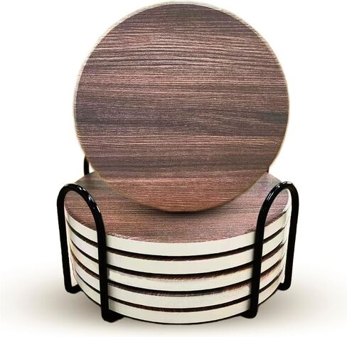 Marble Style Coasters for Drinks, Set of 6 Absorbent Coasters with Holder, Drink Coasters for Tabletop Protection, Ceramic Coasters for Dining and Coffee Table (4 Inches Gold) in Saudi Arabia