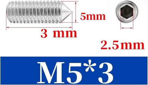 M4 x 4mm Stainless Steel Socket Set Screws Hexagon Socket Flat Head Set Screws Hexagon Socket Drive Cone Point Screws, Pack of 30 in Kuwait