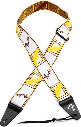 Fender WeighLess Monogrammed Guitar Strap, 2in, Black/Yellow/Brown in Saudi Arabia