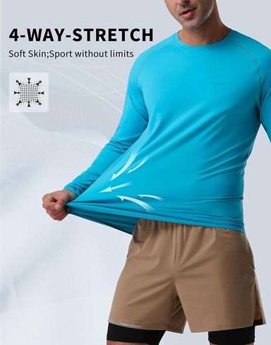 بايونير كامب قمصان رجالية للحماية من الأشعة فوق البنفسجية بعامل حماية من الشمس (SPF) UPF50 + واقي من الطفح الجلدي وأكمام طويلة وخفيفة الوزن للمشي لمسافات طويلة سريعة الجفاف والجري قميص السباحة in Kuwait