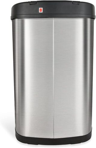 NINESTARS DZT-50-13 سلة مهملات بيضاوية بمستشعر حركة بدون لمس مع سطح أسود، 13 جالون/50 لتر، من الفولاذ المقاوم للصدأ in Kuwait