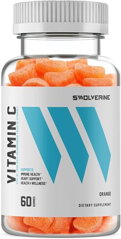 Swolverine Vitamin C Gummies | Immune Support, Energy, Heart Healthy, 250mg Vitamin C, Delicious Orange Gummy Slices, Plant Based, Non-GMO, Gluten Free, (30 Servings) in Saudi Arabia