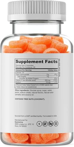 Swolverine Vitamin C Gummies | Immune Support, Energy, Heart Healthy, 250mg Vitamin C, Delicious Orange Gummy Slices, Plant Based, Non-GMO, Gluten Free, (30 Servings) in Saudi Arabia