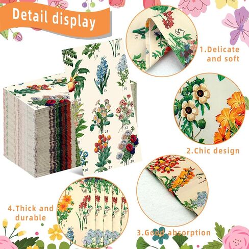 150 قطعة من المناديل الورقية، مناديل ورقية للاستعمال مرة واحدة مع ألوان مائية زهرية عتيقة، مناشف يد ورق زخرفي للحمام والمطبخ وحفلات أعياد الميلاد والذكرى السنوية للزفاف in Kuwait