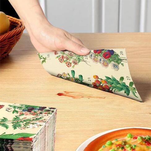 150 قطعة من المناديل الورقية، مناديل ورقية للاستعمال مرة واحدة مع ألوان مائية زهرية عتيقة، مناشف يد ورق زخرفي للحمام والمطبخ وحفلات أعياد الميلاد والذكرى السنوية للزفاف in Kuwait