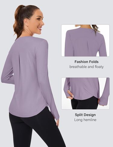 Rapbin Women's UPF 50+ Sun Protection T-Shirts Long Sleeve Boat Neck Workout Lightweight Quick Dry Top with Thumb Hole in Saudi Arabia