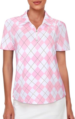 Viracy 1/4 Zip Up Womens Golf Polo Shirts Short Sleeve Moisture Wicking Workout Tops in Kuwait