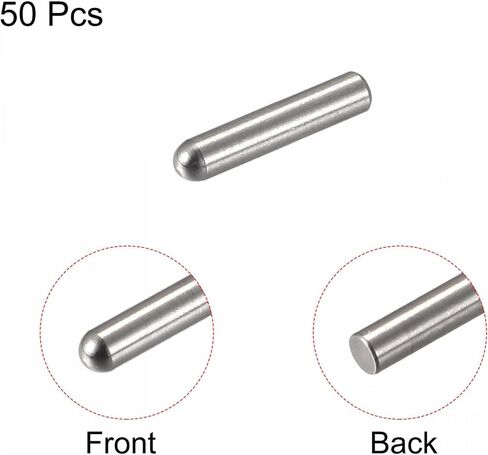 uxcell 2x8mm Dowel Pins, 50pcs 304 Stainless Steel Round Head Flat Chamfered End Dowel Pin Bunk Bed Pins Shelf Pegs Support Shelves Fasten Elements in Saudi Arabia
