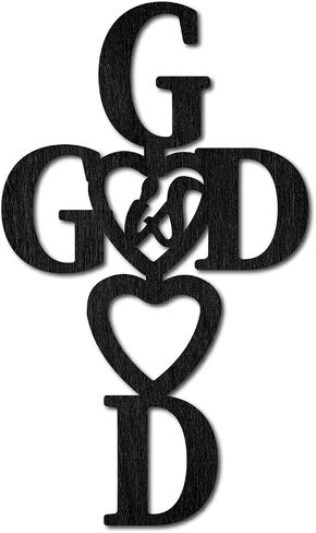 CREATCABIN Wood Cutout Love Sign Heart Laser Cut Wooden Wall Decor Sculpture Hanging Decor Wall Art Decoration for Home Gallery Office Front Door Black 9.8" x 4.7" in Saudi Arabia