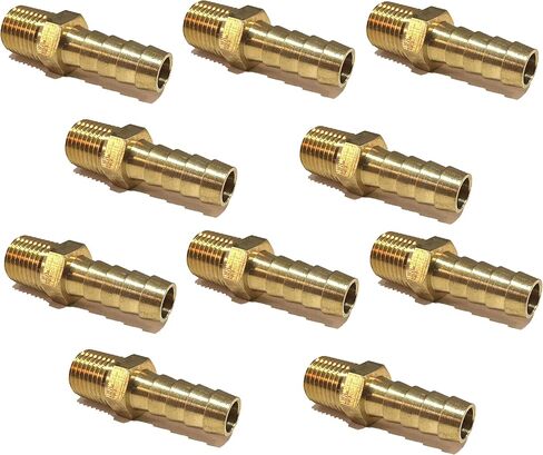 3/8" Hose ID to 1/4" Male NPT MNPT Straight Brass Fitting Fuel / AIR / Water / Oil / Gas / WOG (Qty 1) in Kuwait