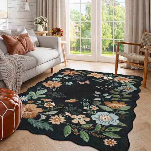 Lahome Floral Washable Runner Rug, 2'6''x8' Soft Hallway Runner Rug Non Slip, Boho Ultra-Thin Kitchen Runners for Hallways with Rubber Backing Carpet Runner for Laundry Bedroom Bathroom(Green) in Saudi Arabia