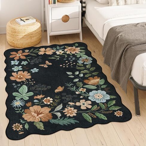 Lahome Floral Washable Runner Rug, 2'6''x8' Soft Hallway Runner Rug Non Slip, Boho Ultra-Thin Kitchen Runners for Hallways with Rubber Backing Carpet Runner for Laundry Bedroom Bathroom(Green) in Saudi Arabia