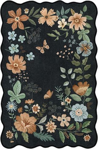 Lahome Floral Washable Runner Rug, 2'6''x8' Soft Hallway Runner Rug Non Slip, Boho Ultra-Thin Kitchen Runners for Hallways with Rubber Backing Carpet Runner for Laundry Bedroom Bathroom(Green) in Saudi Arabia