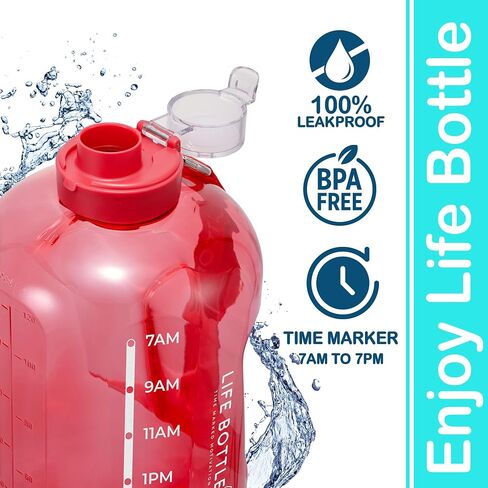 1 Gallon Water Bottle with Straw Lid and Chug Lid, Big Leakproof Water Jug with Time Marker, No Quotes. 128 oz Water Bottle with Handle and Straw, BPA Free in Saudi Arabia