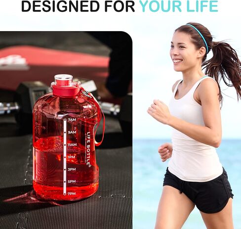1 Gallon Water Bottle with Straw Lid and Chug Lid, Big Leakproof Water Jug with Time Marker, No Quotes. 128 oz Water Bottle with Handle and Straw, BPA Free in Saudi Arabia