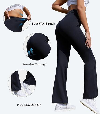 WBQ Womens Flare Yoga Pants High Waist Bootcut Bell Bottom Leggings with Tummy Control Workout Gym Flared Leggings in Saudi Arabia
