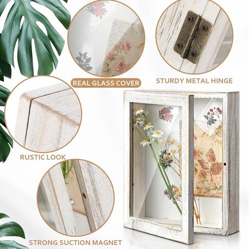 10 Pcs Shadow Box Frame Bulk 8 x 10 Inch Memory Display Real Glass Door Display Box with Linen Back Rustic Picture Frame for Flower Bouquet Photo Keepsake Medal Display Wedding Couple Favor in Saudi Arabia