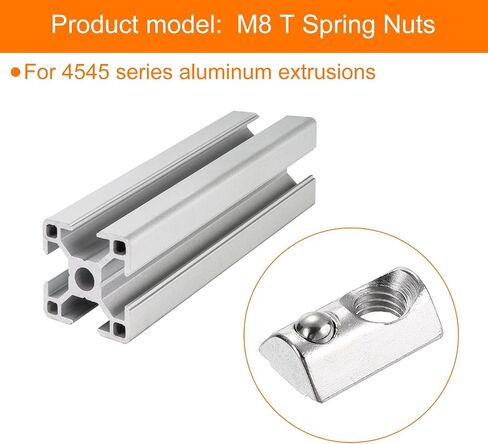 uxcell 12Pcs M8 T Spring Nut Fastener Carbon Steel Nickel Plated Half Round Roll in Spring T Slot Nut for T-Slot Aluminum Profile 3D Printer, CNC Router 4040 Series in Saudi Arabia