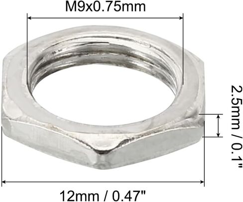 PATIKIL M9x1.0 Steel Hex Nuts, 50 Pack Metric Thread Zinc Plated Finished Hardware Nuts Screw Bolt Fasteners for Lamps Machinery Repair 2.5mm Height in Saudi Arabia
