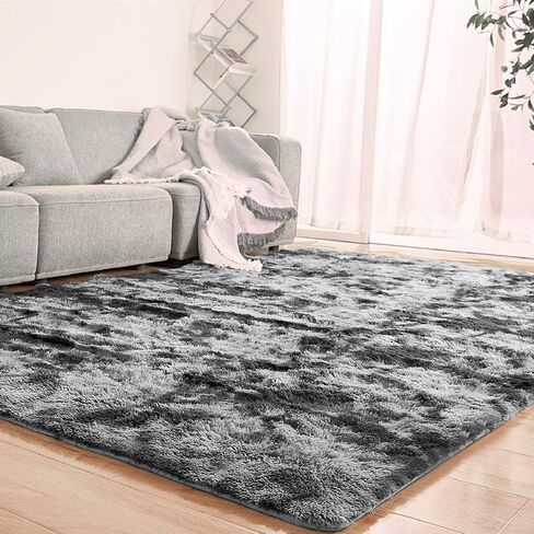 Area Rugs 8x10 for Living Room Bedroom, Large Modern Indoor Fuzzy Shaggy Carpet Shag Rugs Kids Girls Boys Classroom Nursery Dorm Room, Black in Saudi Arabia