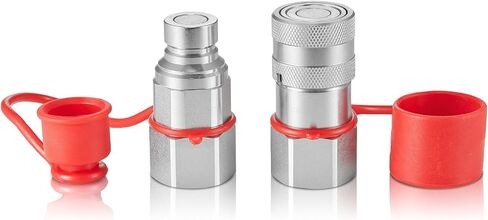 VEVOR LSQ-FF قارنات التوصيل الهيدروليكية ذات الوجه المسطح 1/2 بوصة NPT ذات التوجيه الانزلاقي مع 4 أغطية غبار (ISO16028)، فضي in Saudi Arabia