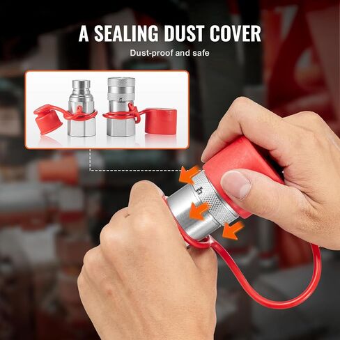 VEVOR LSQ-FF قارنات التوصيل الهيدروليكية ذات الوجه المسطح 1/2 بوصة NPT ذات التوجيه الانزلاقي مع 4 أغطية غبار (ISO16028)، فضي in Saudi Arabia