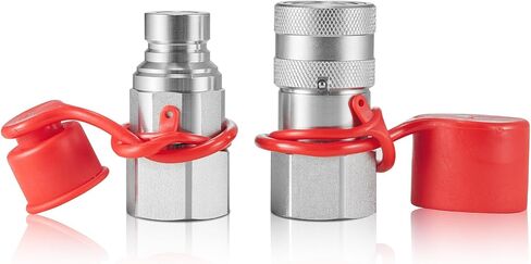 VEVOR LSQ-FF قارنات التوصيل الهيدروليكية ذات الوجه المسطح 1/2 بوصة NPT ذات التوجيه الانزلاقي مع 4 أغطية غبار (ISO16028)، فضي in Saudi Arabia