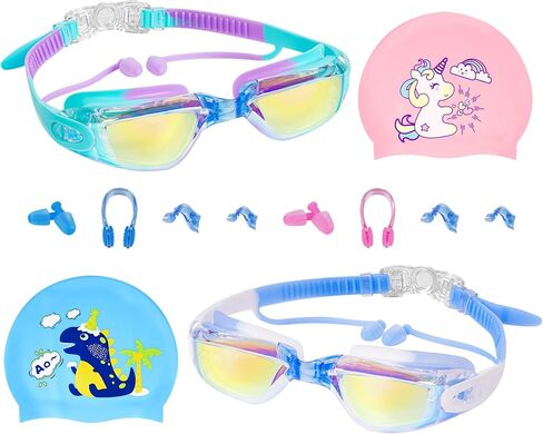 Kids Swim Goggles, Hd wide Angle, Anti-Fog Waterproof and Anti-UV Swimming Goggles for Kids 3-16. in Saudi Arabia