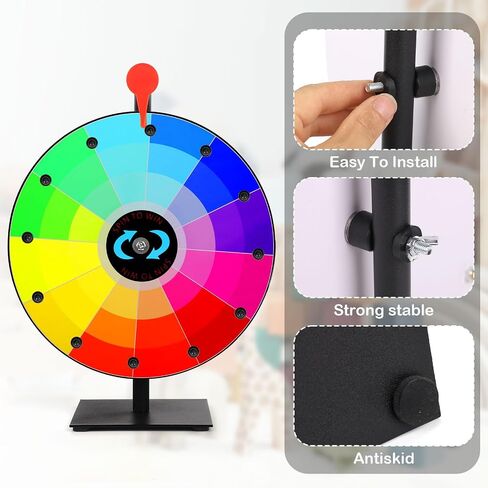 12 Inch Spinning Prize Wheel, 12 Slots Tabletop Prize Raffle Wheel Spinner with Stand Spin The Roulette Wheel with Dry Erase & 8pcs Markers for Carnivals Trade Shows Holiday Activities Games (Style 1) in Saudi Arabia