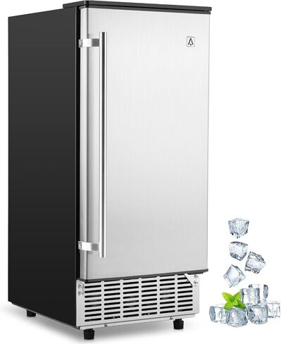 Acekool Commercial Ice Maker Machine, Under Counter Ice Maker, 150LBS/24H with 33LBS Ice Storage Bin, Stainless Steel Freestanding Ice Machine with Ice Scoop, Self-Cleaning, for Business and Home Use in Saudi Arabia