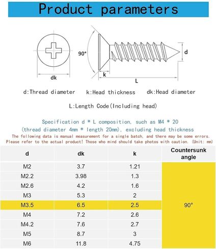 M6x 60mm Flat Head Wood Self Tapping,Sheet Metal Screws,Phillips Drive Countersunk Wood Screws,304 Stainless Steel （A2-70),GB846,Plain Finish，10 Pcs in Kuwait