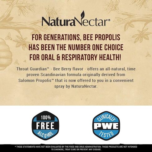 NaturaNectar Bee Propolis Throat Guardian Spray | Immune Support, Fast, Soothing Relief - Exclusive Ingredients Oral Care | Brazilian Propolis | Ethical Beekeeping | 2 Pack Bee Berry Flavor - 30 ml in Saudi Arabia
