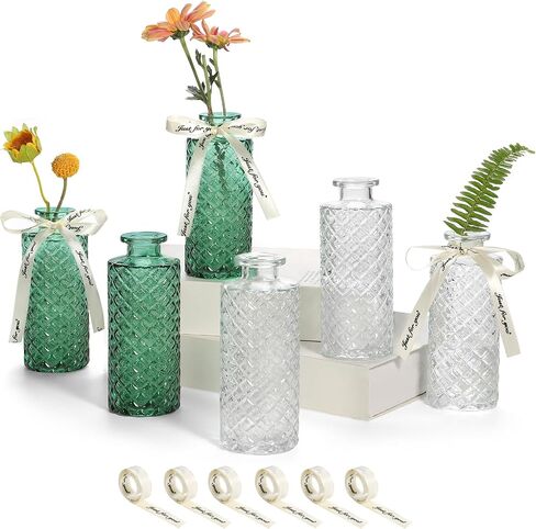 Glass Bud Vases Set of 12(Flowers NOT Included),Small Bud Vases in Bulk,Mini Bud Vases,Vintage Vases for Centrepieces,Small Vases for Wedding Decoration,Home Table Flower Decoration in Saudi Arabia