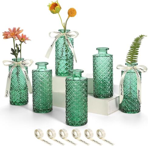 Glass Bud Vases Set of 12(Flowers NOT Included),Small Bud Vases in Bulk,Mini Bud Vases,Vintage Vases for Centrepieces,Small Vases for Wedding Decoration,Home Table Flower Decoration in Saudi Arabia