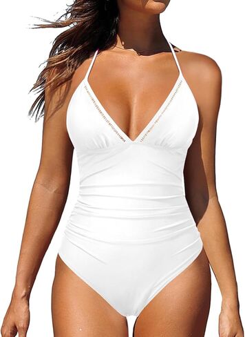 Holipick Women Tummy Control One Piece Swimsuit Sexy Bathing Suit Halter Swimwear in Kuwait