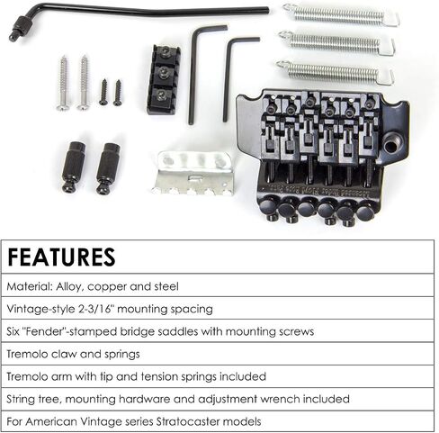 Electric Guitar Tremolo Bridge System Double Locking with Whammy Bar Locking Nut (Black) in Saudi Arabia