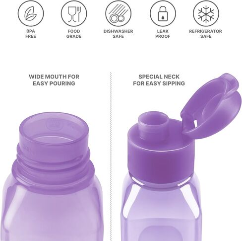 Bulk Water Bottles Set of 16 –10oz Multicolor Water Bottles for Kids and Adults – Leak Proof Water Bottles with Carry Strap – Square Reusable Water Bottles for Juice, Drinks – BPA-Free Dishwasher-Safe in Saudi Arabia